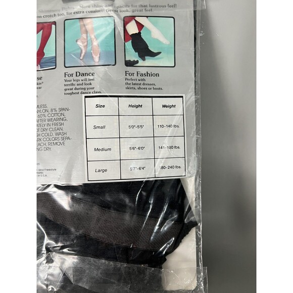 Vintage Danskin Leggings Womens Small Black Ultra Shimmery Stirrup Made USA 90s - Picture 5 of 5